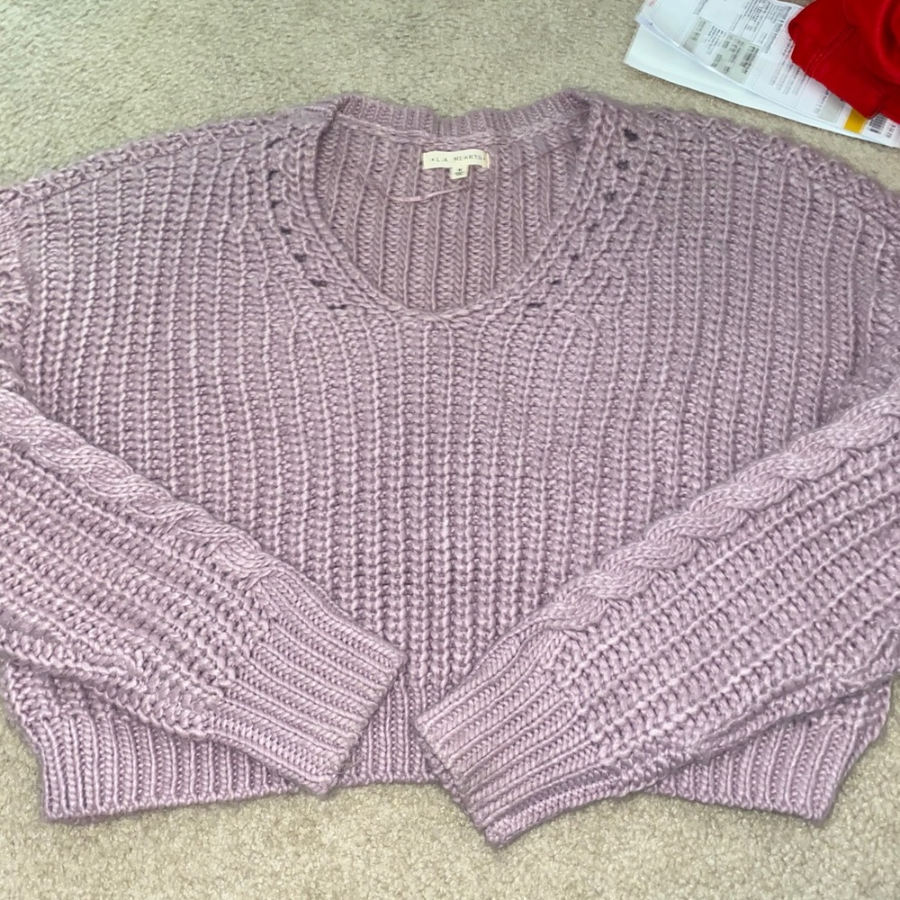 Cropped purple sweater
